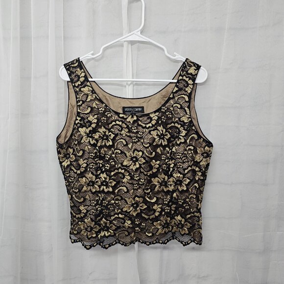 Black Gold Lace Tank Floral Goth Boho Whimsigoth Coquette Fairy Y2K 12 - Picture 7 of 10